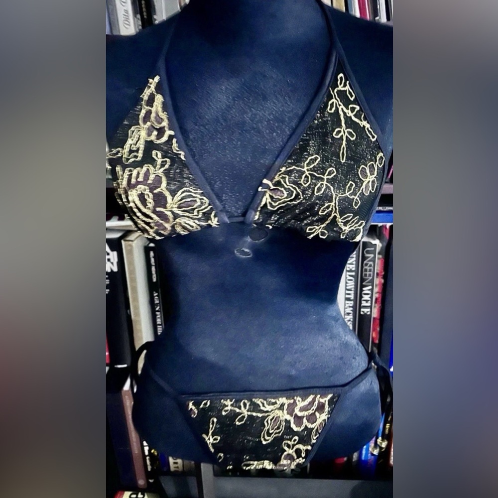 Elegant Black and Gold Bikini